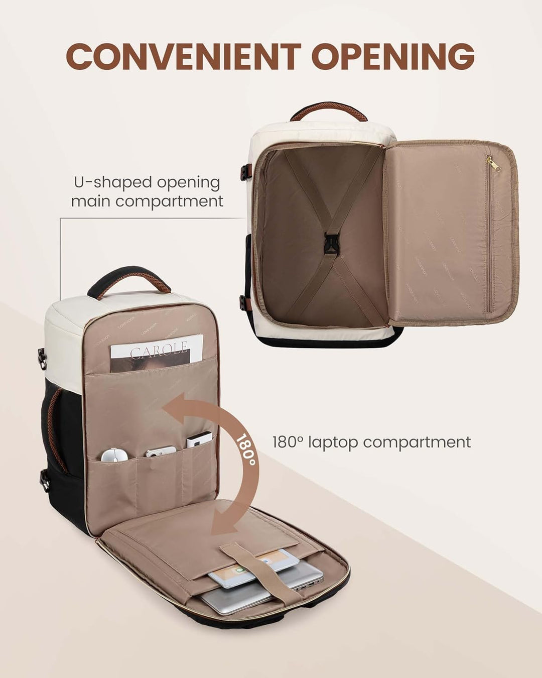 LOVEVOOK Reiserucksack Damen Herren, Handgepäck Rucksack Flugzeug, Travel Backpack Women, Handgepäck