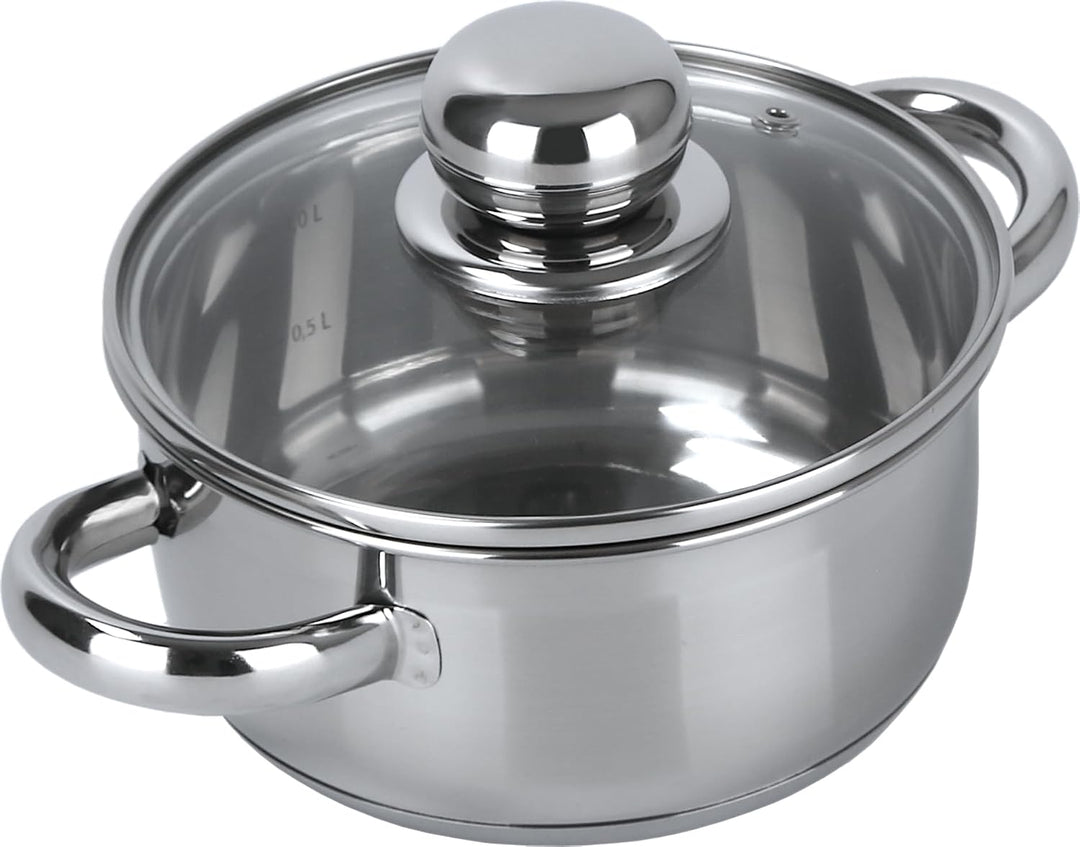 aro Kochtopf, Edelstahl, 1.5 L, mit Deckel, Induktion, Ofenfest, silber