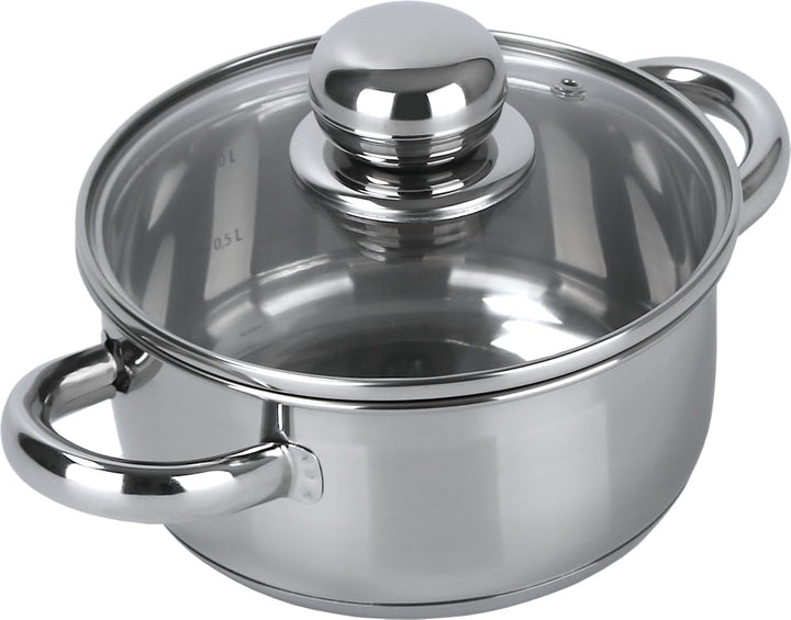 aro Kochtopf, Edelstahl, 1.5 L, mit Deckel, Induktion, Ofenfest, silber