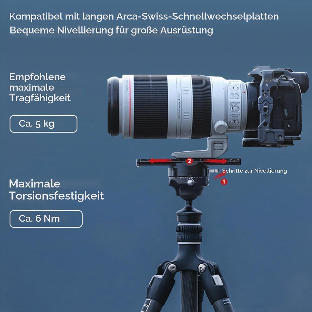 FALCAM Quick Lock Reise-Kamerastativ, mit 360-Grad-Dämpfungs-Kugelkopf, Kohlefaser, tragbarer Kamera
