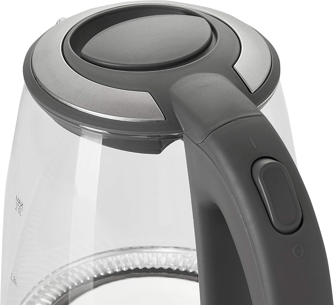 Adler AD 1286 Wasserkocher aus Glas und Kunstoff, 2L, 2000 W, LED Beleuchtung, Glaswasserkocher für