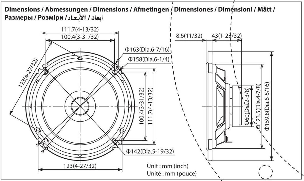 Lautsprecher Einbauset passend mit JVC CS-J610X 16,5cm Auto Einbauzubehör 300Watt Koaxe KFZ PKW Paar