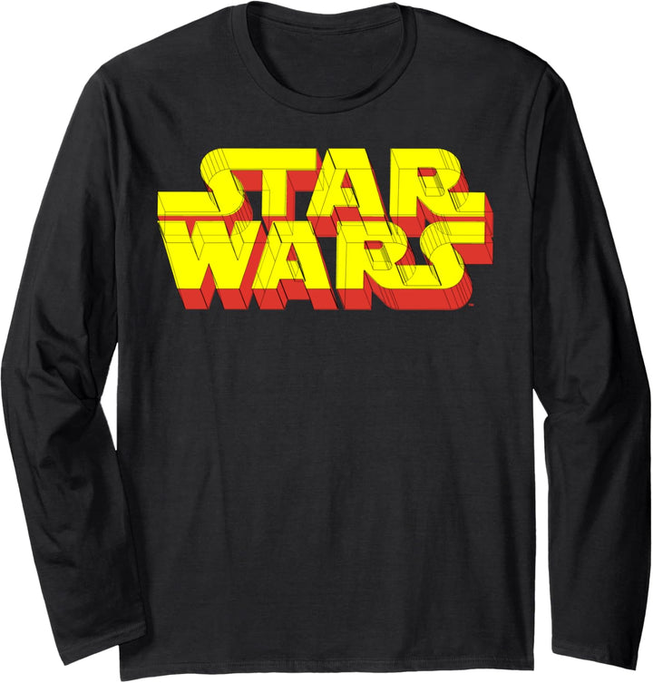 Star Wars 3D Text Logo Langarmshirt