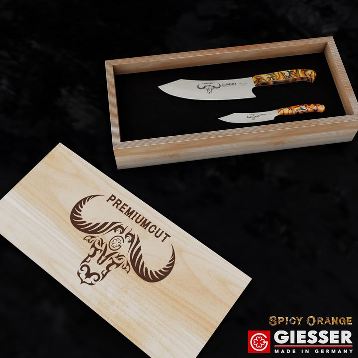 Giesser seit 1776 - Made in Germany - PremiumCut, Spicy Orange, Messerset 2 teilig, Kochmesser 20 cm