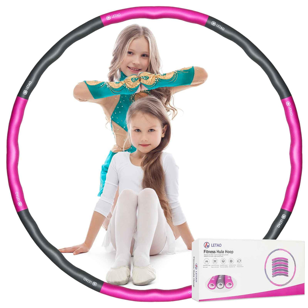 LETAO Hula Hoop Reifen Kinder von 8-15 Jahren | Rosa-Grau Hula Hoop Reifen Kinder, Zerlegbar, inklus