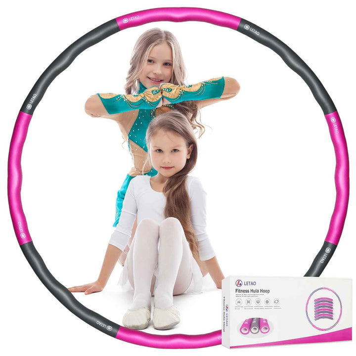 LETAO Hula Hoop Reifen Kinder von 8-15 Jahren | Rosa-Grau Hula Hoop Reifen Kinder, Zerlegbar, inklus