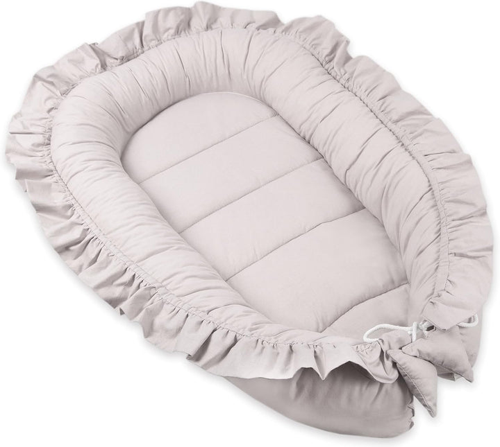 PIMKO Babynest mit rüschen Babynestchen für Baby Kuschelnest Babykokon für Säuglinge und Neugeborene