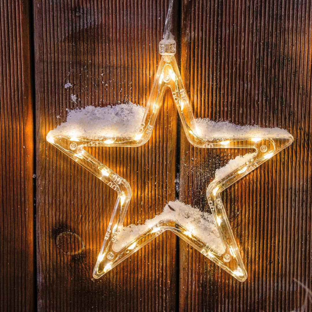 Esotec Solar Lichtervorhang Sternenregen, 3 Sterne mit je 28 LEDs ⌀19cm 2800K warmweiss, Lichterkett