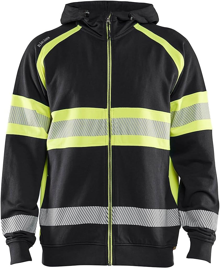 BLÅKLÄDER Blaklader 3552-1158 Warnschutz-Sweatshirt mit Kapuze XS Noir/Jaune Fluo, XS Noir/Jaune Flu