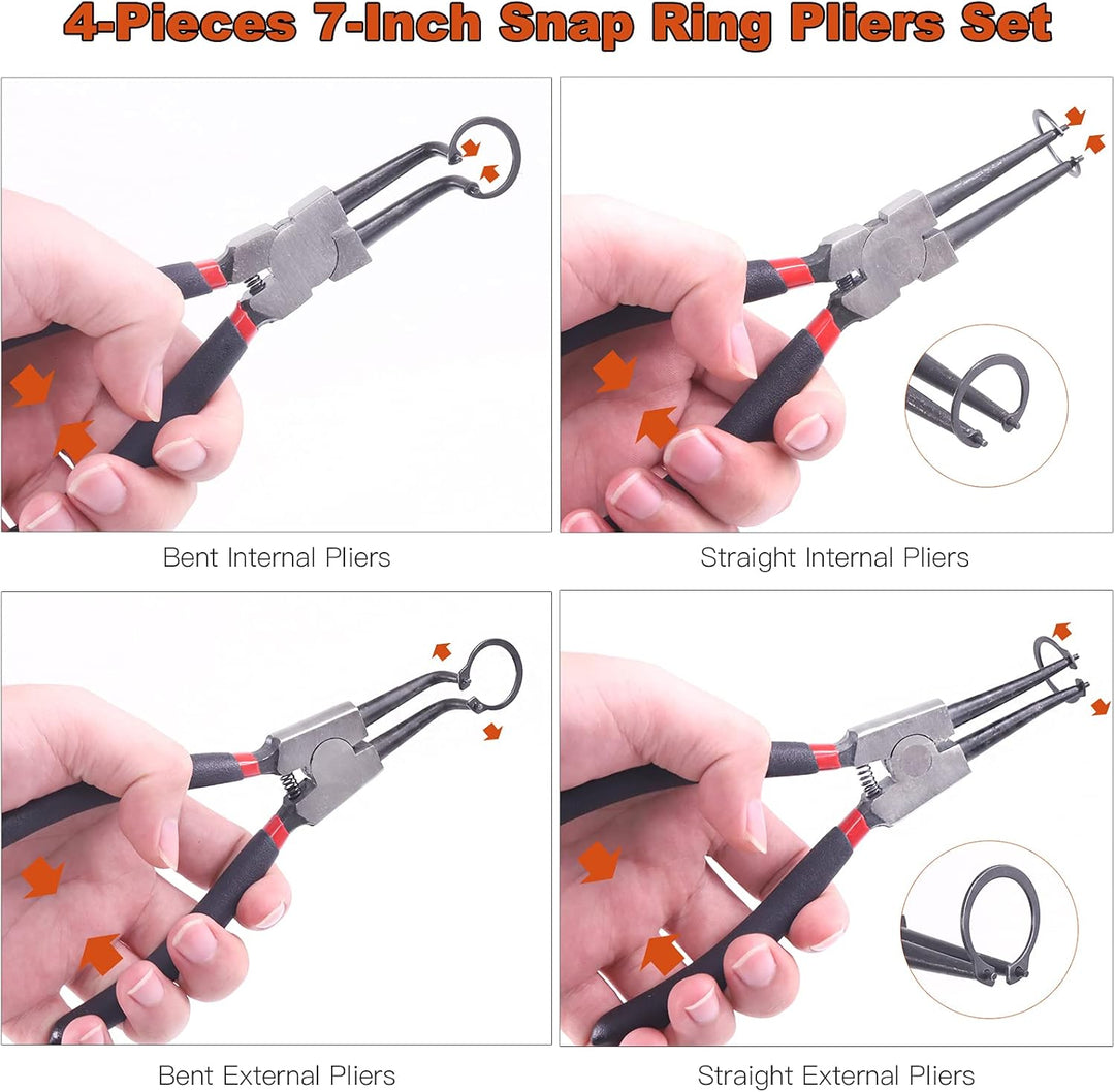 Tanstic Sprengringzange mit Sprengring-Set, 4 Stück, 17,8 cm (7 Zoll), interner und externer Sprengr