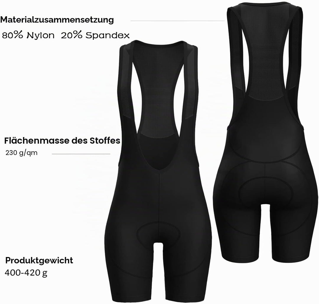 Lo.gas Damen Radhose 3D Gel gepolsterte Trägerhose mit breitem Bund für Radfahren, Spinning, Rennrad