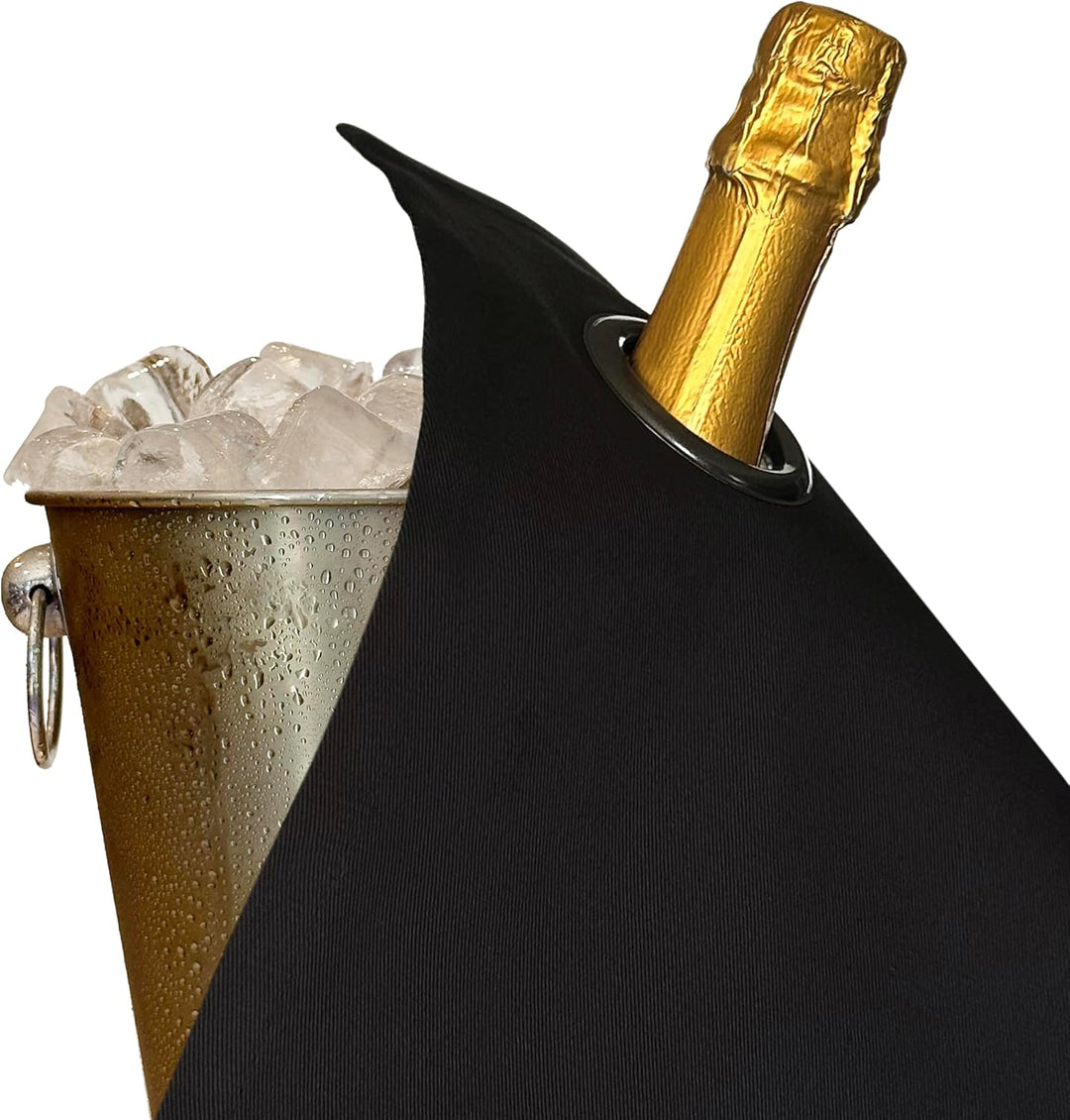 Classic Collection, Flaschentücher mit Metallring für Sektkübel, Baumwolle, 42 cm, Eckloch (Schwarz