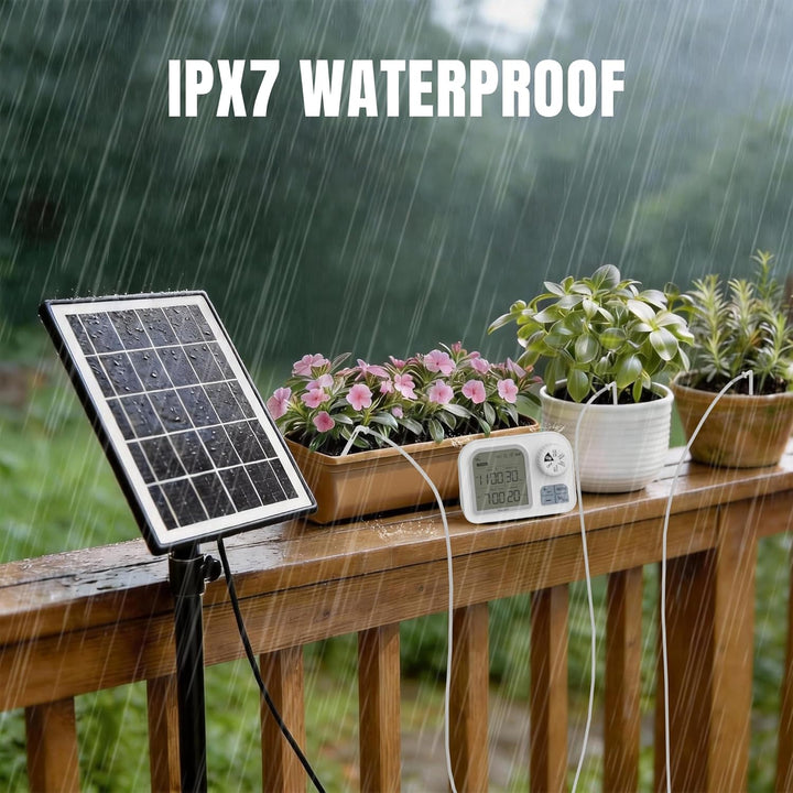 Raddy WS-74 Solar Bewässerungssystem mit Smart App-Steuerung, IPX7 Wasserdicht, Einstellbarer Bodenf