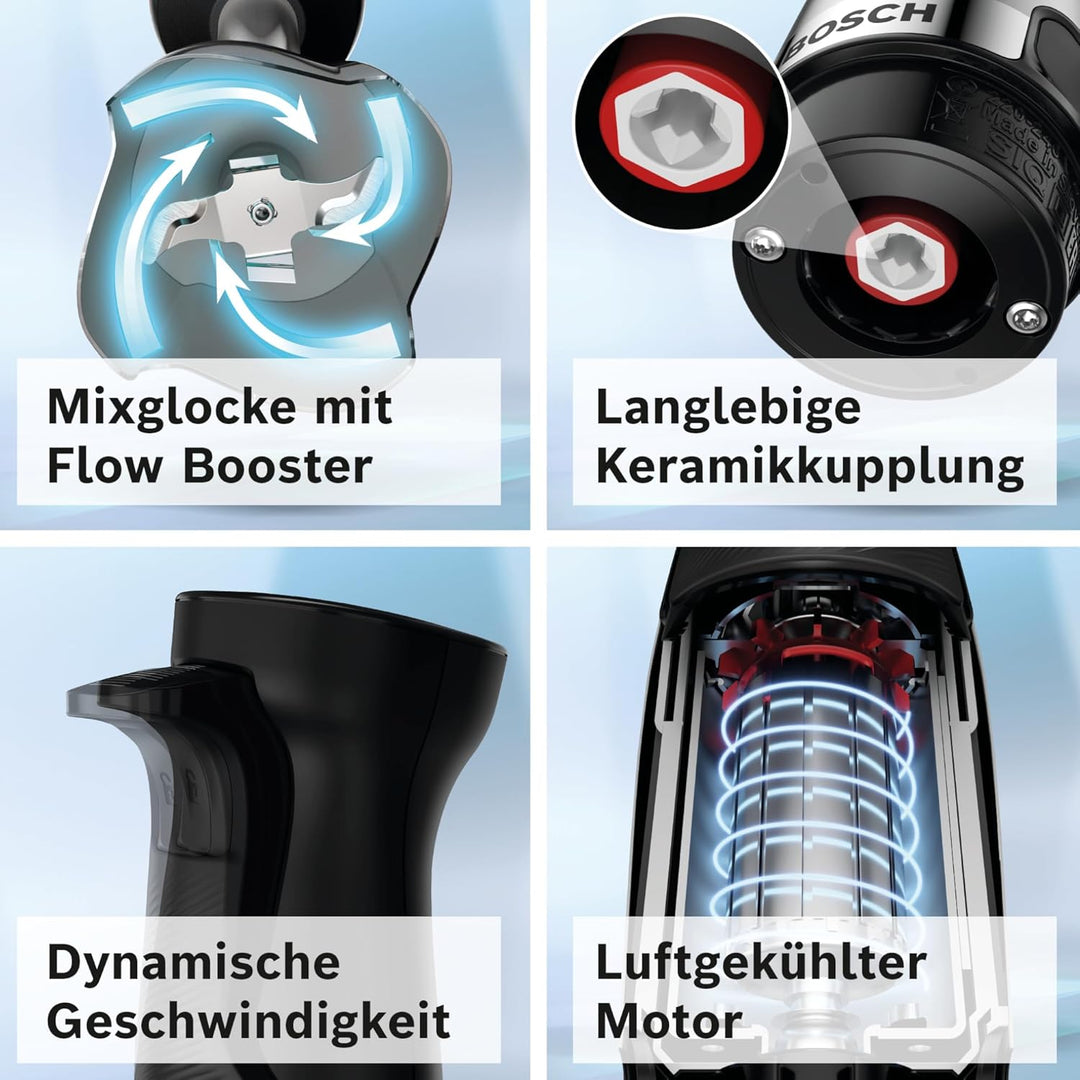 Bosch Stabmixer ErgoMaster Serie 6 MSM6M673, 10 Jahre Motorgarantie, Edelstahl-Klingen, verschleissf