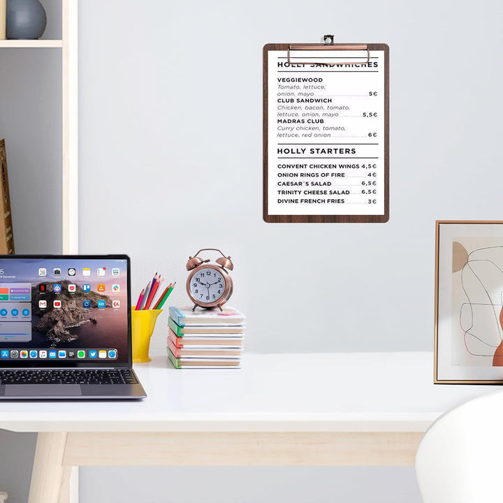 DONGLI (10 Stück) Klemmbrett A5 Holz,Klemmbretter mit Metalklemme und Aufhängeose, Clipboard Schreib
