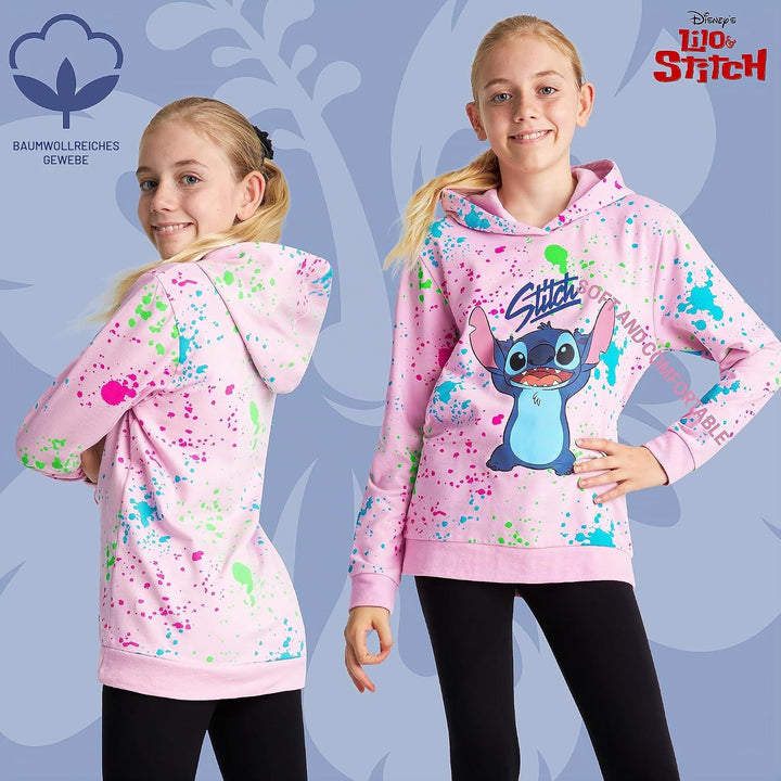 Disney Stitch Hoodie for Girls Teens, Warm Hooded Sweatshirt Soft Fashion Jumper Casual Activewear L
