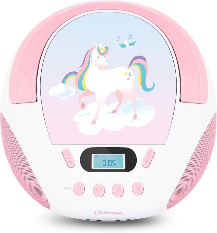 MOOOV 477407 CD-Player Einhorn für Kinder, mit USB-Port Rosa, Rosa