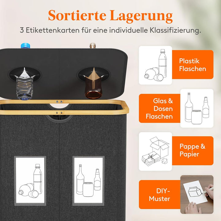 Lifewit 150L Pfandflaschen Sammelbehälter, Flaschen Organizer mit Deckel, Flaschensammler Leergut 2