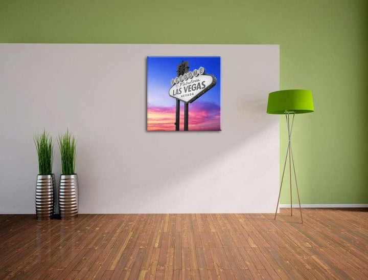Pixxprint tolles Las Vegas Schild als Leinwandbild/Grösse: 70x70 cm/Wandbild/Kunstdruck/fertig bespa
