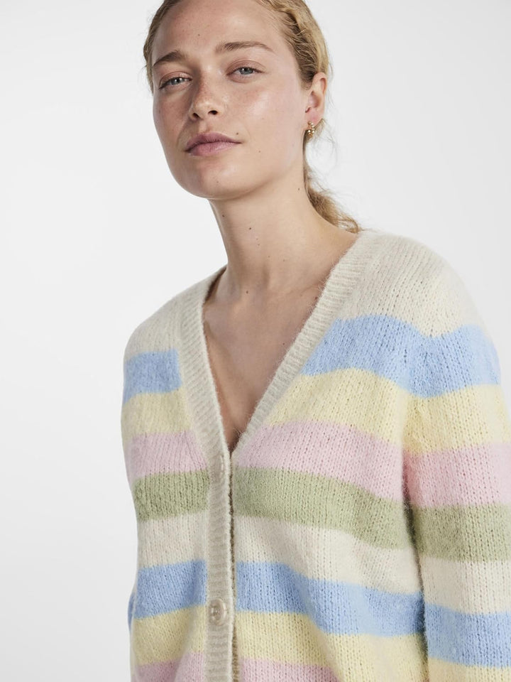 Pieces Damen Pcnatasha Ls Knit Cardigan Noos Bc Cp Strickjacke (1er Pack) S Birch/Stripes:airy Blue-