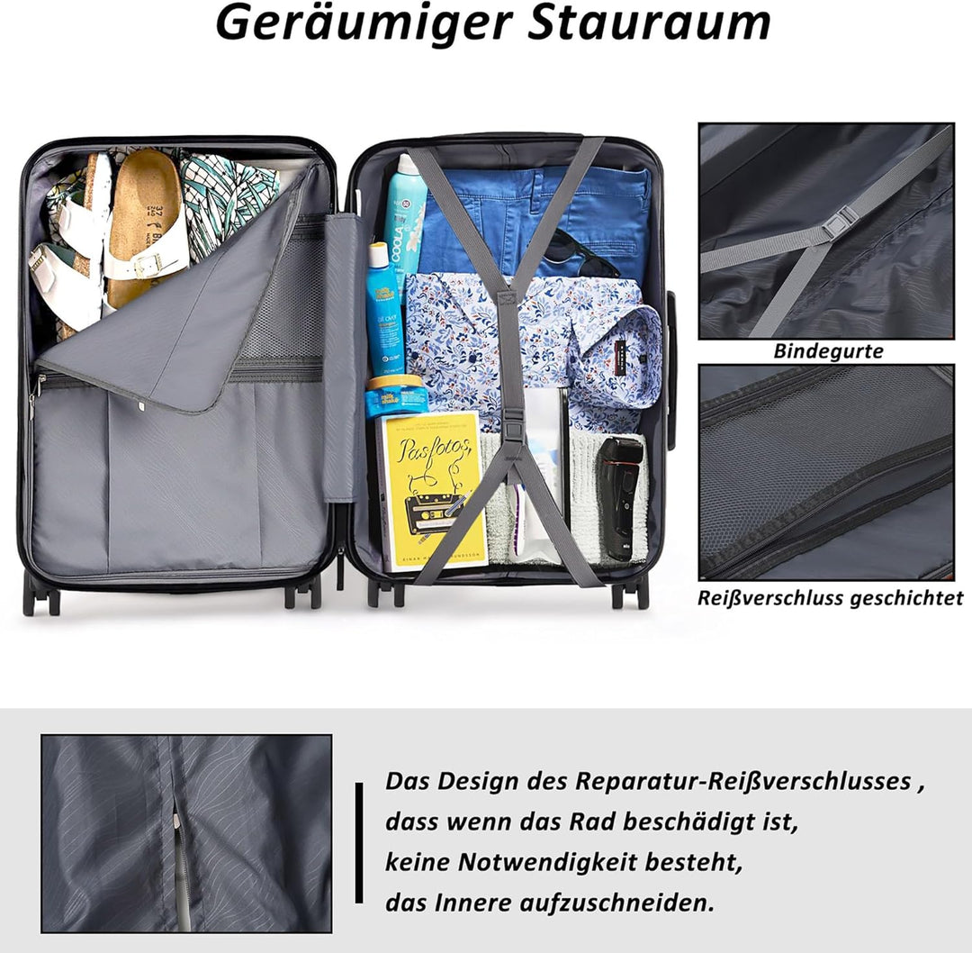 TANTOMI Kofferset 3 teilig hartschale, reisekoffer mit Rollen gross, gepäck-Sets, Koffer & trolleys,