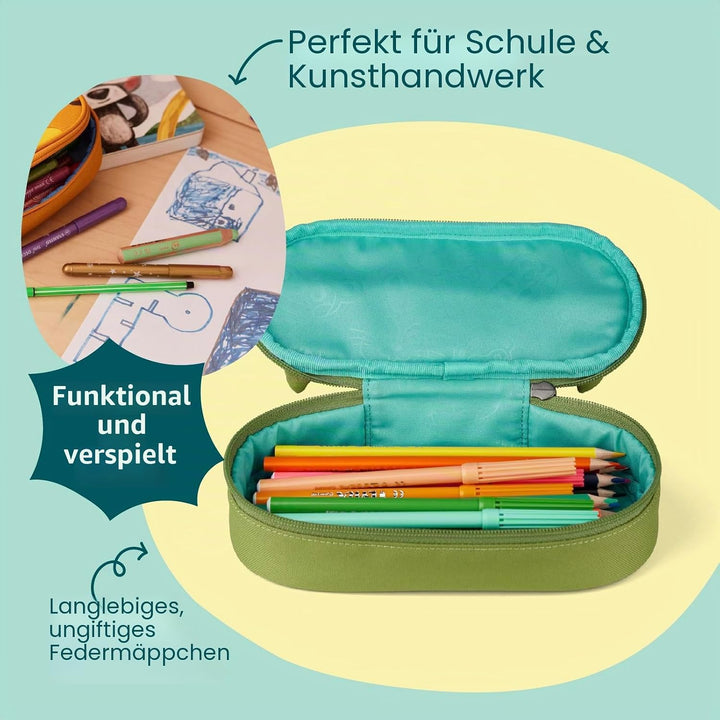 Affenzahn Stiftemäppchen für den Kindergarten, Federmäppchen für Kinder mit Tiermotiv und Ziehzunge
