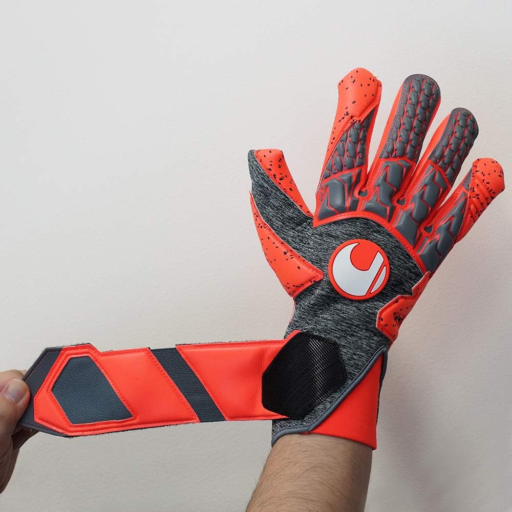 Uhlsport Erwachsene Aerored Supergrip HN Torwarthandschuhe 10 dark grau melange/fluo rot, 10 dark gr