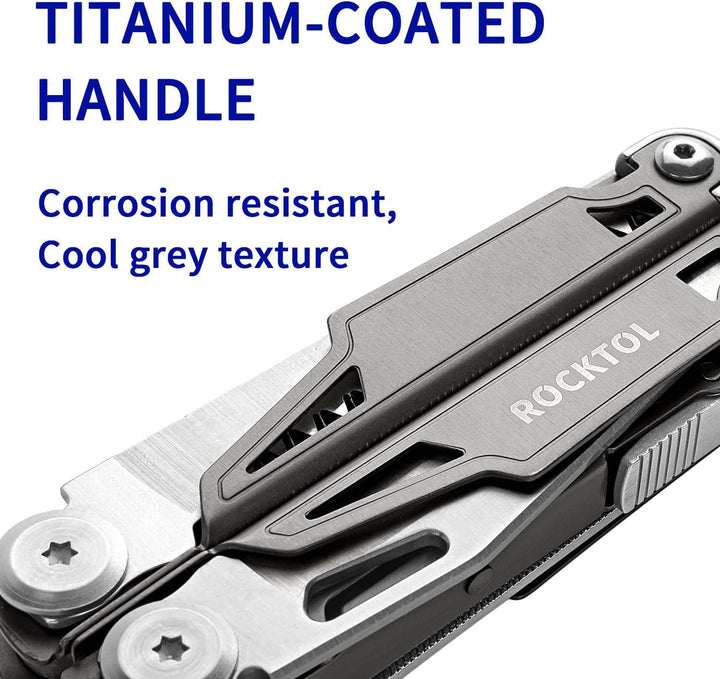 ROCKTOL Multifunktionszange,19-in-1-Multitool-Zange mit titanbeschichtetem Griff, Sicherheitsverrieg
