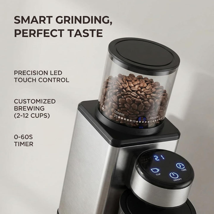 Elektrische Kaffeemühle mit Kegelmahlwerk, 25 Mahlgrade, für Espresso, Filter & Mokka, Leise Kaffeem
