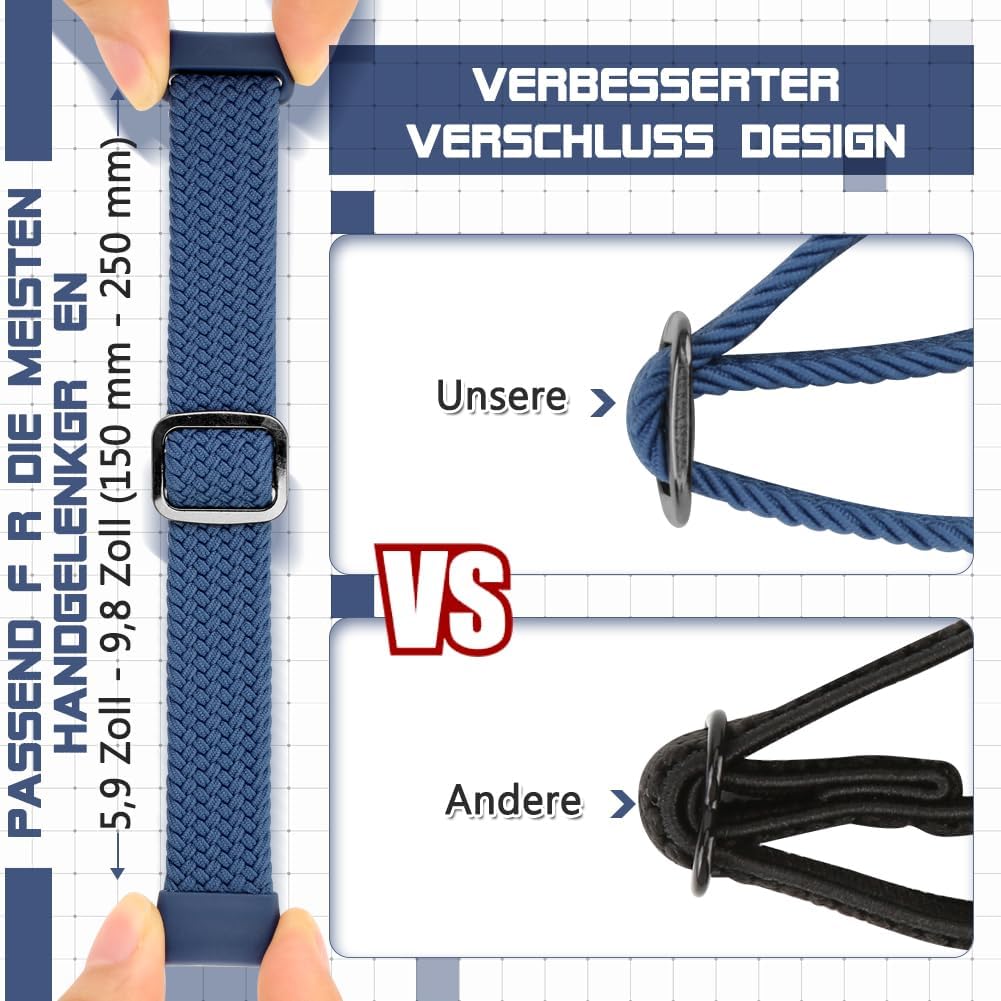 Elastische Geflochtene Armband Nur Kompatibel mit Fitbit Charge 6/Fitbit Charge 5, Verstellbare Solo