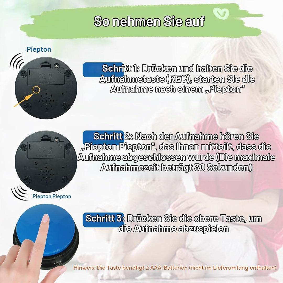 Set von 8 Hunde-Tasten für die Kommunikation, Sprachaufzeichnbare Tasten für den Klassenzimmer, Hund