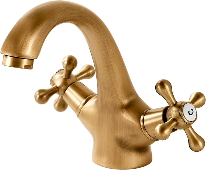 Wasserhahn Bad Antik, Waschtischarmatur Retro Armaturen Waschbecken Mischbatterie Zwei Griffe, Armat