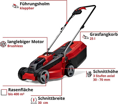 Einhell City Akku-Rasenmäher GE-CM 18/30 Li Kit Power X-Change (18 V, 30 cm Schnittbreite, bis 150 m