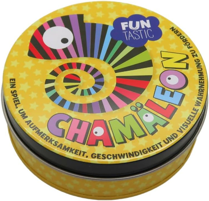 IMAGILAND Chamäleon Kartenspiel – Schnelles Reaktions- & Wahrnehmungs- Spiel mit 52 runden Karten in