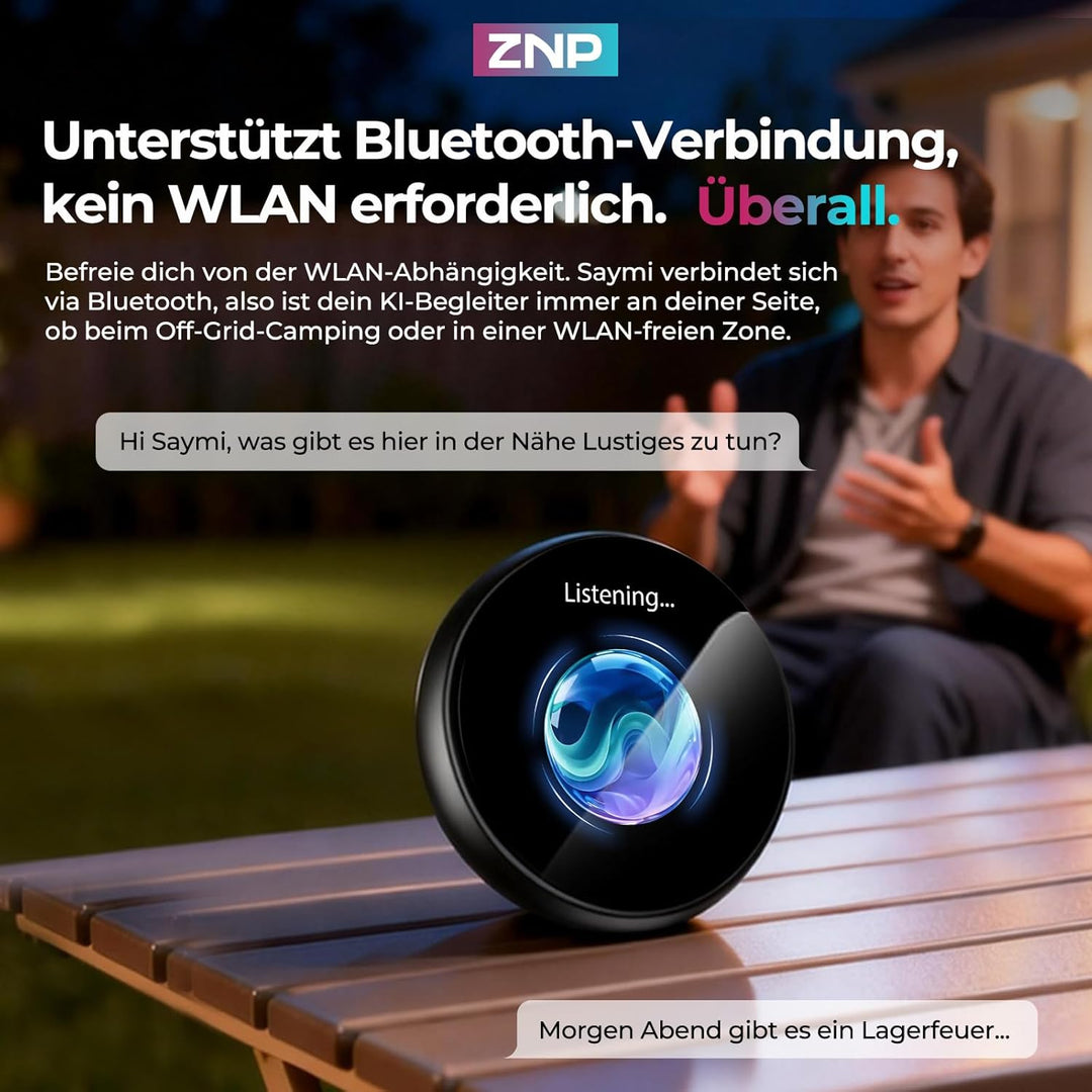 ZNP Digital Badge, KI-Companion-Abzeichen Tragbarer Bluetooth-Übersetzer Übersetzungsgerät für 60 Sp