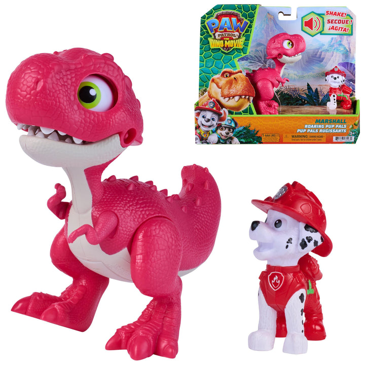 PAW PATROL: Der Dino Film, Roaring Pups, Marshall &amp; Rhabarber Dino-Figur, der durch Bewegung mit rea
