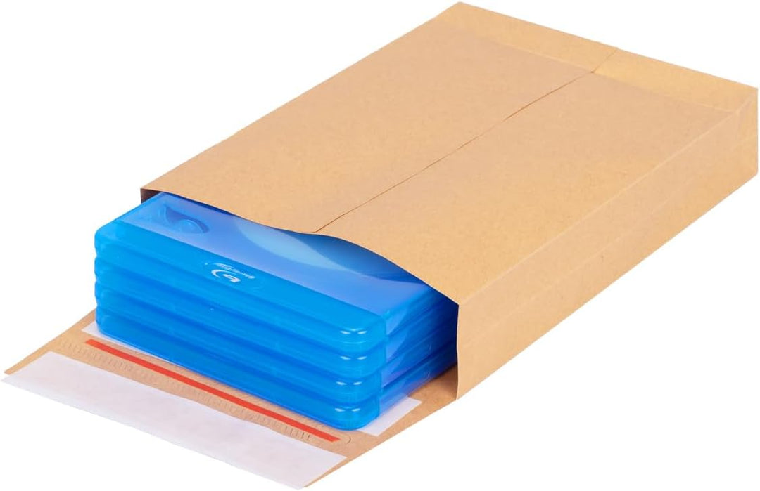 200 Faltentaschen 229x162x40 mm mit Klotzboden, doppelte Haftklebung und Aufreissfaden Versandtasche
