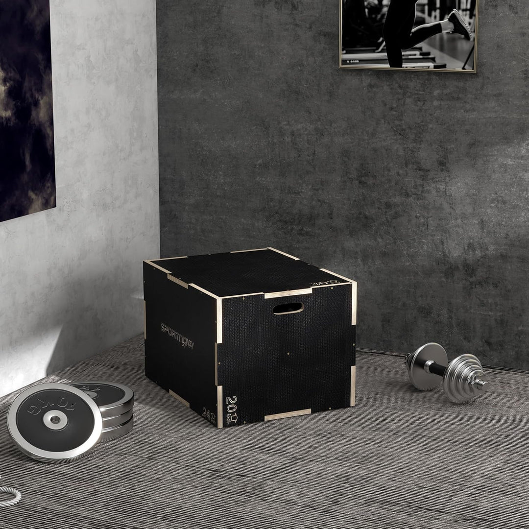 SPORTNOW 3 in 1 Plyo Box, Sprungbox aus Holz, Plyometric Plattform mit Griff, Plyometrisches Trainin