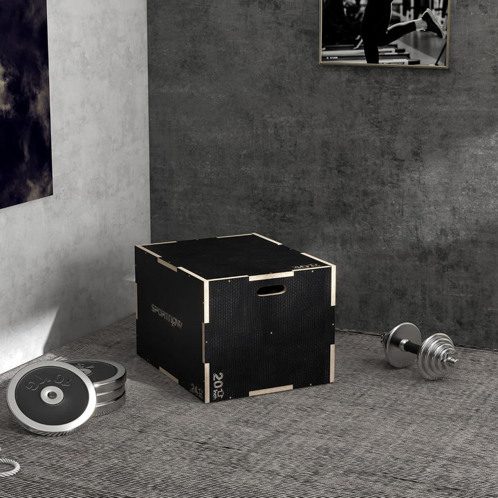 SPORTNOW 3 in 1 Plyo Box, Sprungbox aus Holz, Plyometric Plattform mit Griff, Plyometrisches Trainin