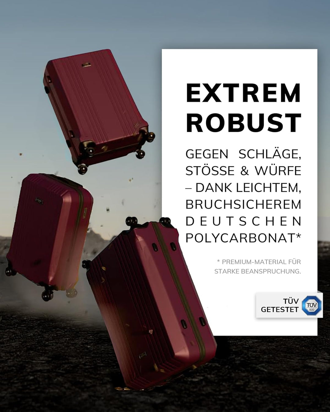 FERGÉ Kofferset 3 TLG Hartschale mit TSA-Zahlenschloss Cannes Reisekoffer Trolley-Set (Handgepäck, L