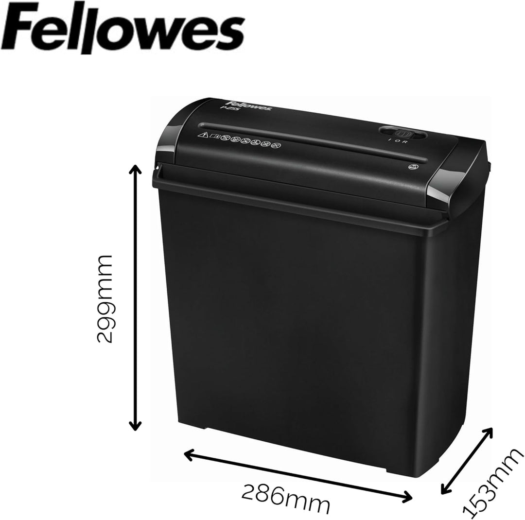Fellowes Trito 2S – Aktenvernichter, Streifenschnitt, 5 Blatt, schwarz