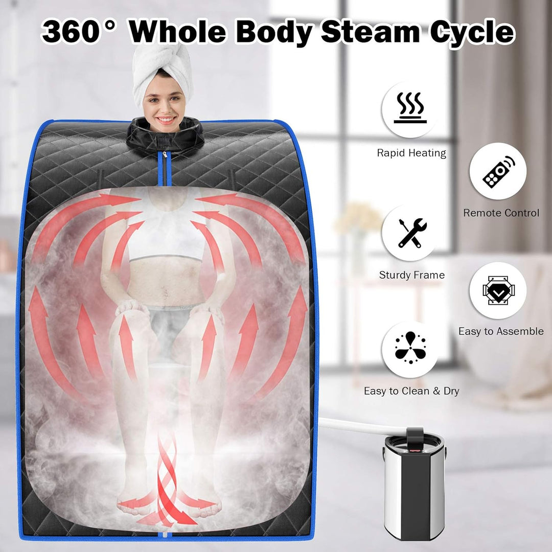 COSTWAY 3L Mini Dampfsauna mit Zerstäubungsfunktion, Heimsauna mit Fernbedienung, Wärmekabine mit ei