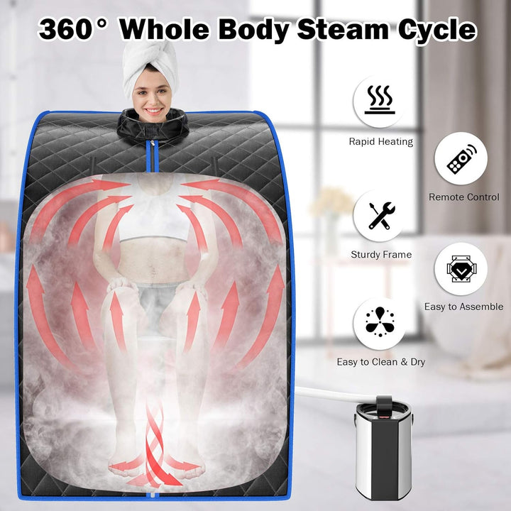 COSTWAY 3L Mini Dampfsauna mit Zerstäubungsfunktion, Heimsauna mit Fernbedienung, Wärmekabine mit ei