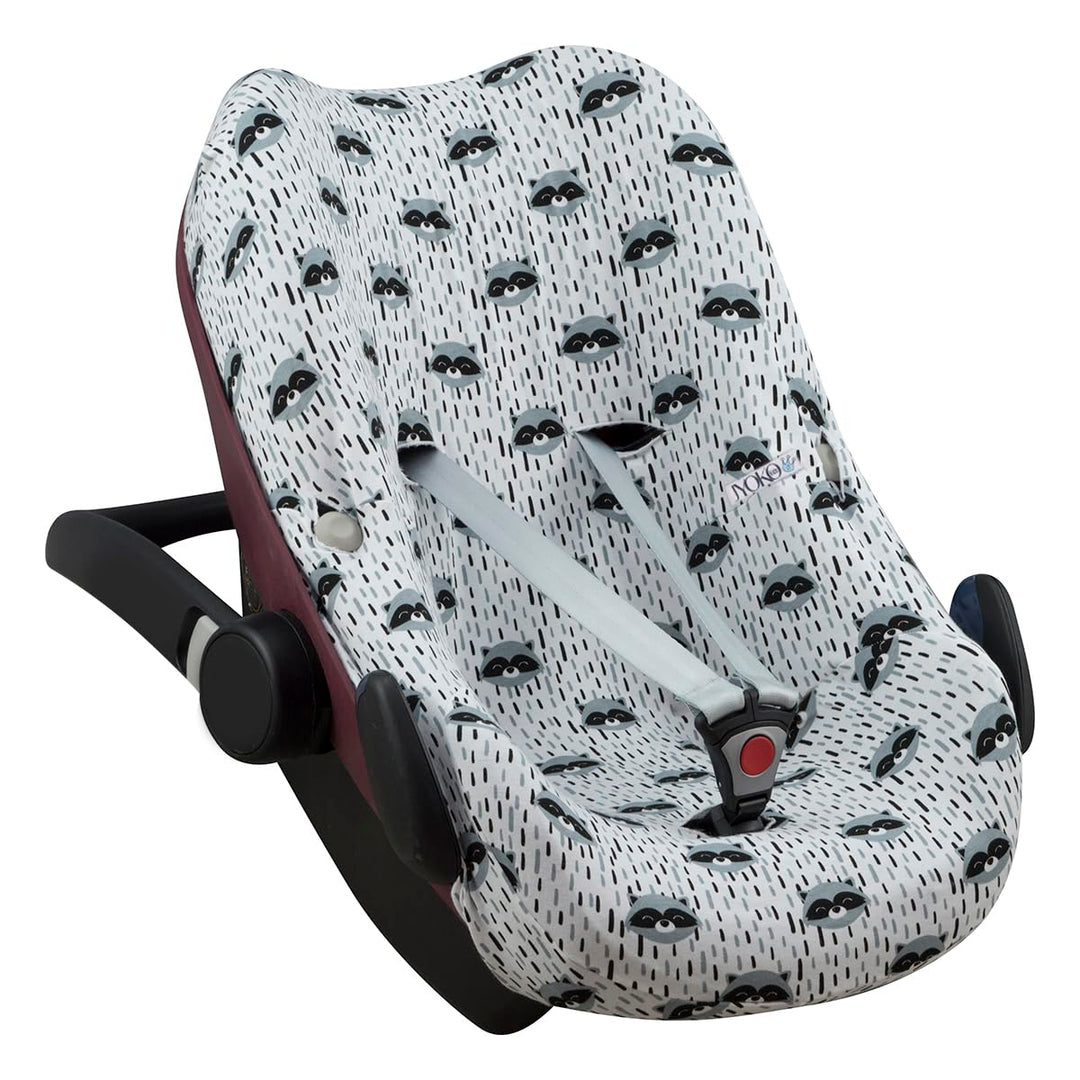 JYOKO Kids Baumwollbezug für Autositz kompatibel mit Pebble Maxi Cosi, Bebe Confort (Raccoon), Racco