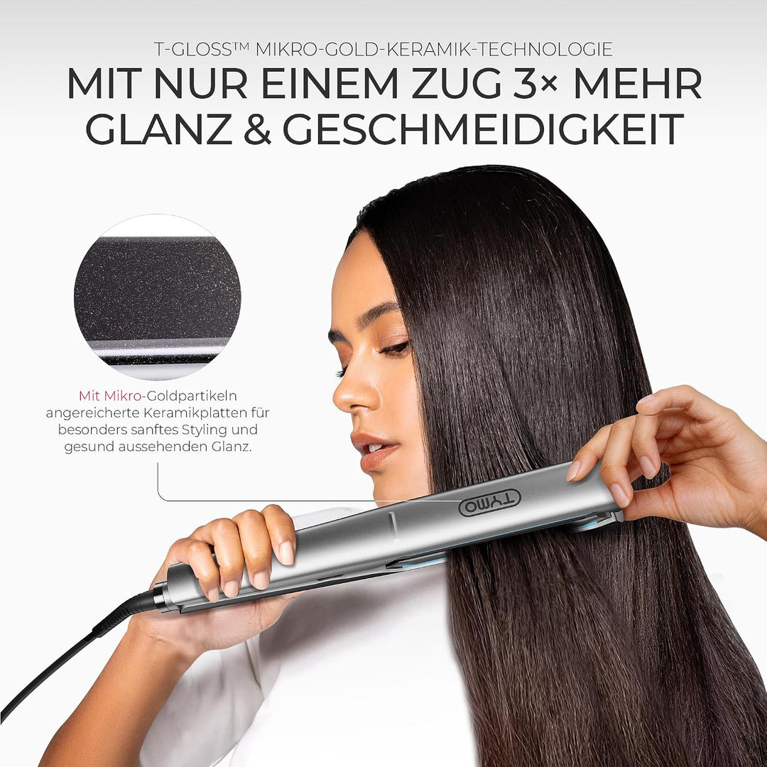 TYMO Glätteisen Haarglätter – Glätten in einem Zug &amp; Lockenstyling, 25 mm Platten, 3× Sanfteres Glei