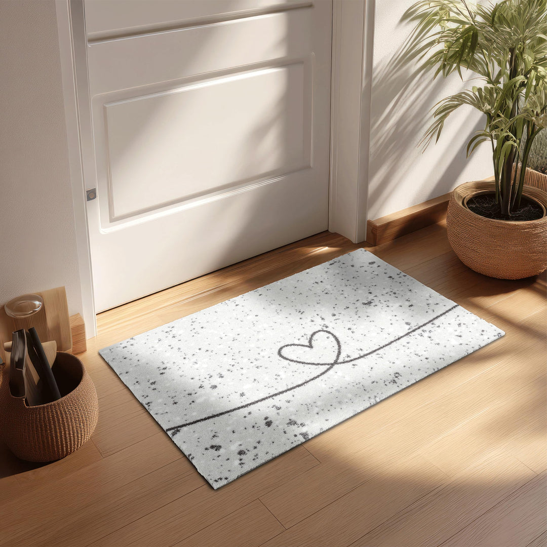 Astra rutschfeste Sauberlaufmatte innen - Herz Marmor hellgrau 66 x 110 cm - Wohnraum Fussmatte Desi
