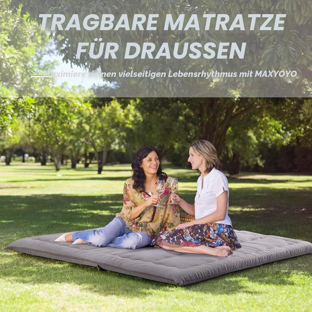 MAXYOYO Tragbare, Faltbare Futon-Matratze, hypoallergener Stoff und Schaumstoff-Matratzenauflage mit