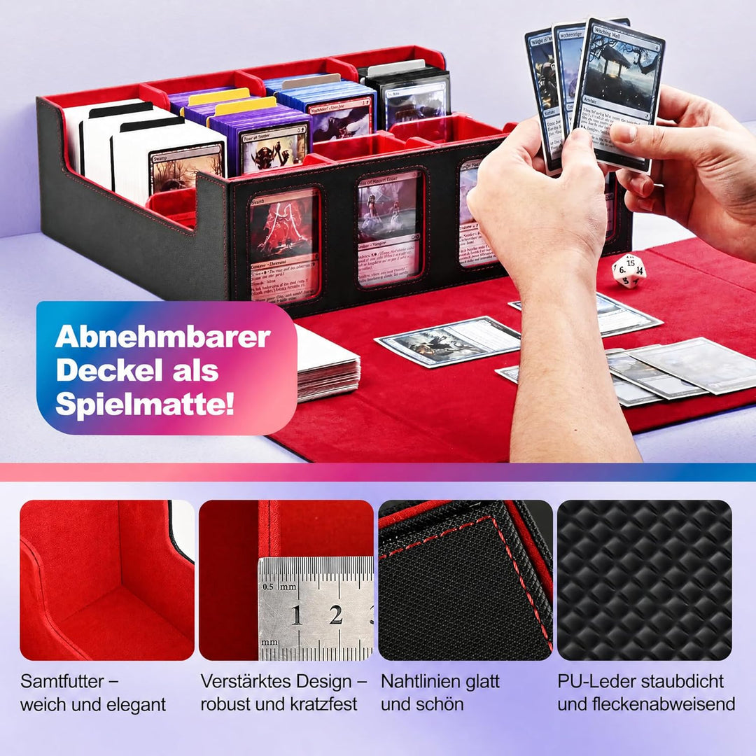 Trading Card Storage Box für Commander Display, 2400+ MTG Deck Box mit 4 Top Loaders, TCG Card Case
