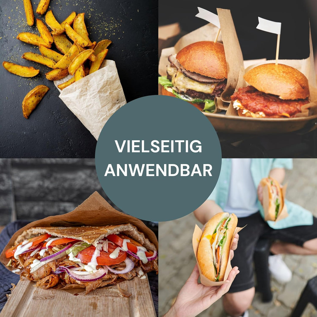 Snacktaschen/Hamburgertaschen Snackbeutel Newspaper aus Kraftpapier Hamburger-Tüten, 2-seitig offen