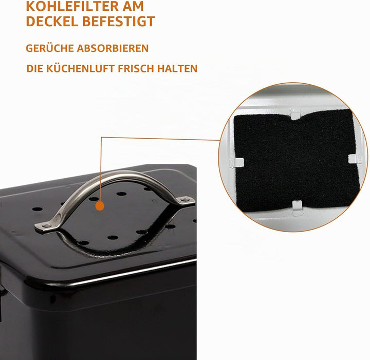 ayacatz Metall komposteimer mit Deckel Küche biomülleimer Arbeitsplatte und Unterschrank Mini kompos
